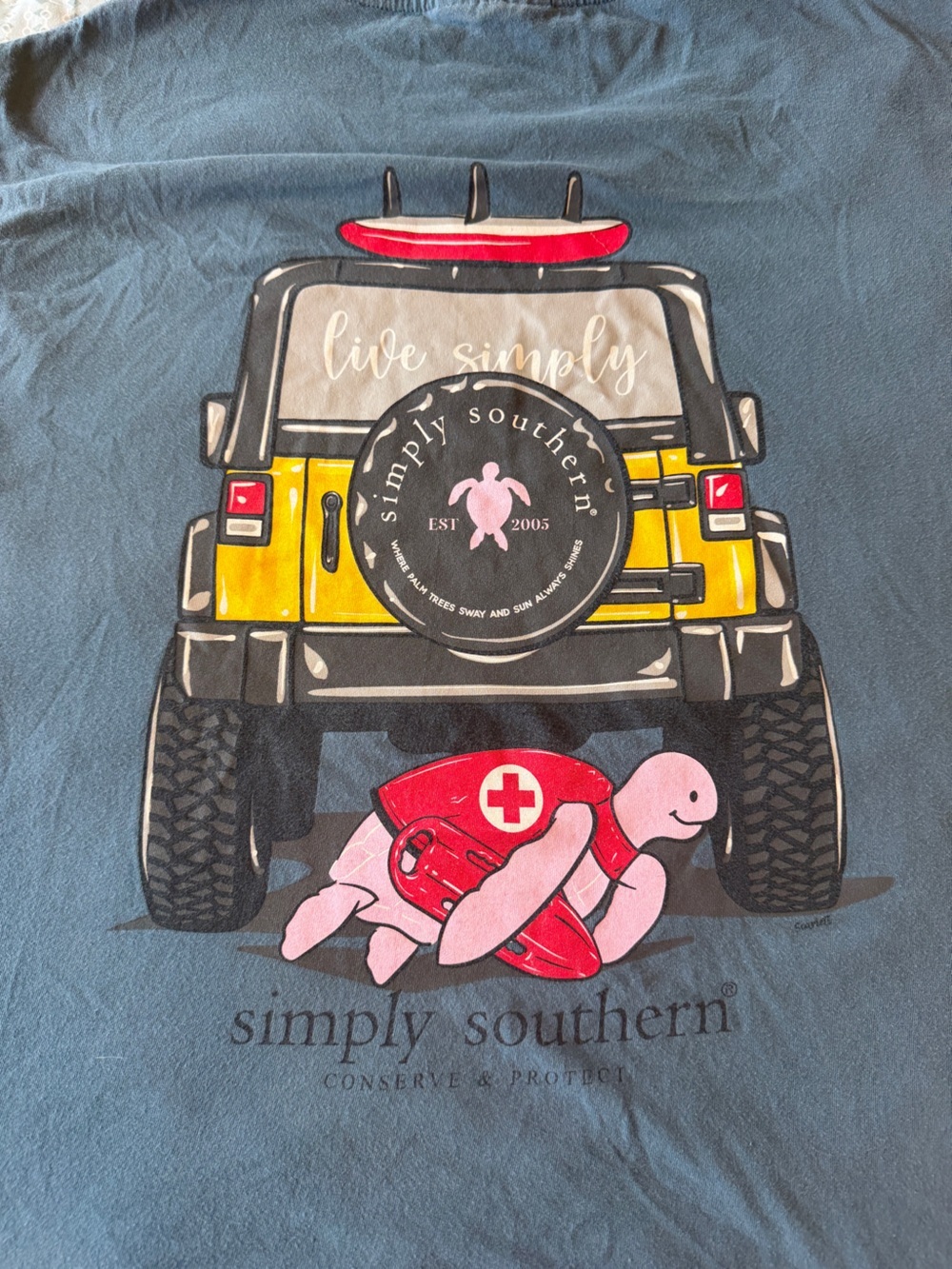 Simply Southern Turtle Rescue Graphic Tee - Blue, Yellow, Pink